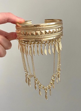 Vintage古着 Denim style metal tassels臂环