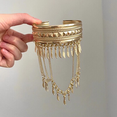 Vintage古着 Denim style metal tassels臂环