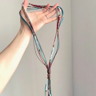 Vintage古着 Christianity波西米亚多层串珠手工流苏项链