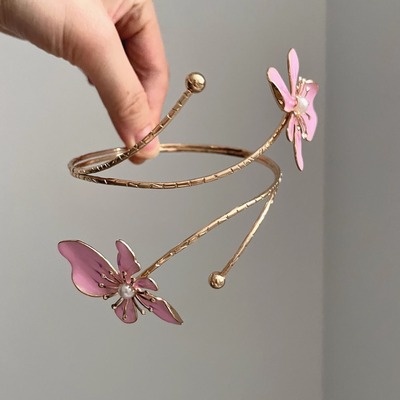 Vintage古着 Enamel color opening design flowers臂环