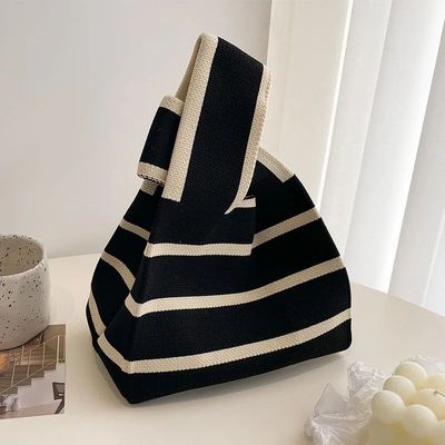 Women Handmade Knitted Small Handbag Casual Wrist Bag Wide S