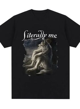 Sitting Wolf Literally Me Funny Meme T-shirt Women's casual