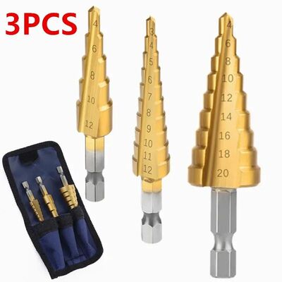 3-12mm/4-12mm/4-20mm Hss Step Drill Bit, Straight Groove Dri