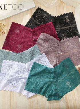 FINETOO 3Pcs/set Lace Boyshort Panties Women Low-Rise Floral