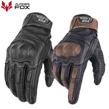 Summer Retro Perforated Leather Motorcycle Gloves Men Women