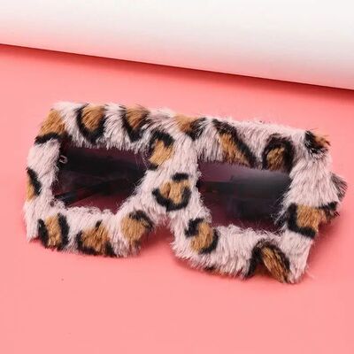 Oversized Plush Sunglasses Soft Fluffy Winter Shades Square