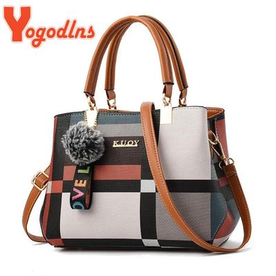 Yogodlns New Luxury Handbag Women Stitching Wild Messenger B