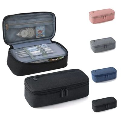 Pen Storage Bag Pencil Case 1/2 Layer Large Capacity Cosmeti