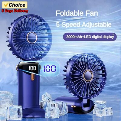 3000mAh Handheld Mini Fan Foldable Portable Neck Hanging Fan