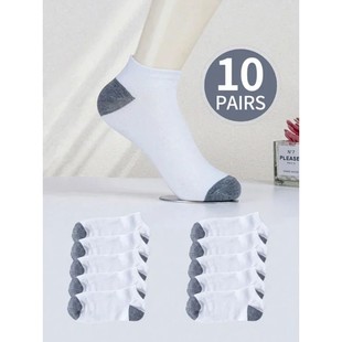 10 Pairs Men Ankle Socks Classic Fashionable Black White And