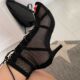 Cross Women Black tied Lace Comfort Shoes Sexy High Quali