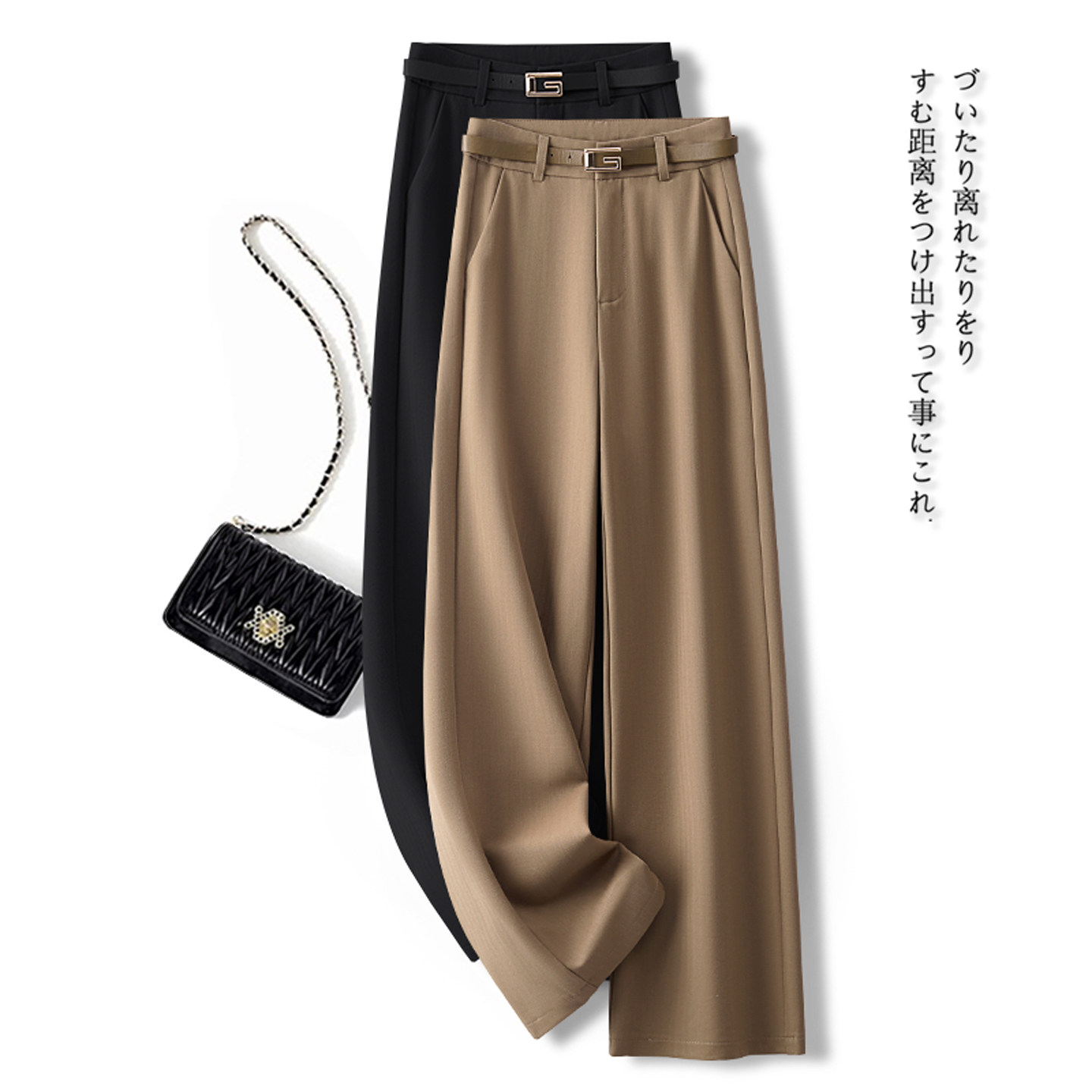 卡其色休闲阔腿裤女春季2026新款高端爆款超好看的显瘦西装直筒裤