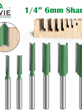 1/4柄绿色直刀7件套单刃双刃直刀 修边机刀头开槽刀 雕刻机锣刀