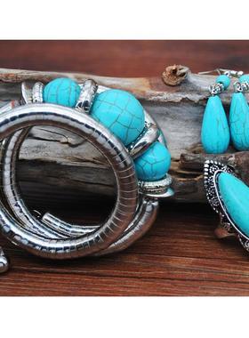 欧美个性女网红简约气质百搭锁骨项链短款脖子颈链绿松石饰品套装