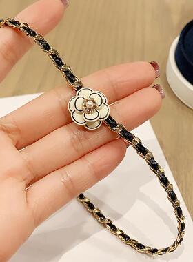 山茶花项链女法式轻奢高级感编织小香颈链百搭赫本风小众设计项圈