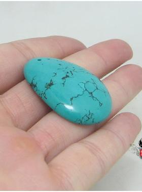 特价湖北天然绿松石原石原矿项链蛋形牌子吊坠把件挂件男女饰品