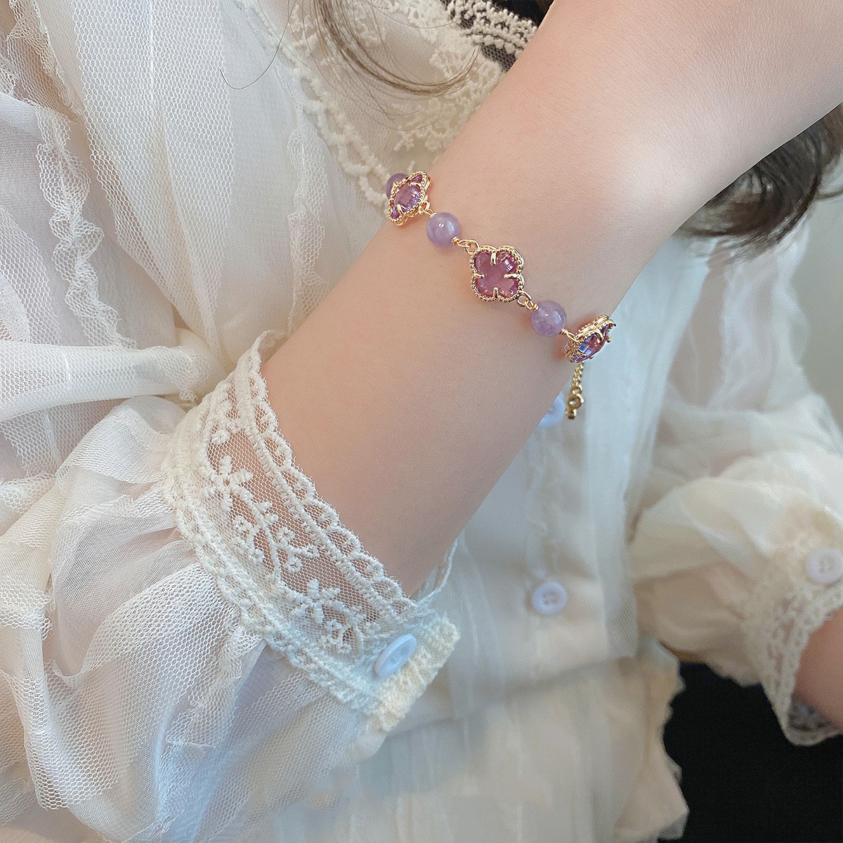 四叶草手链女款转运爱情饰品