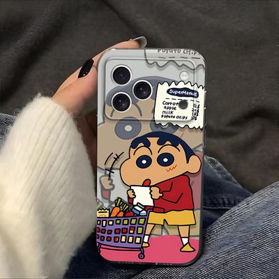 购物蜡笔小新适用于苹果17Pro手机壳iPhone17镜头全包17ProMax磨砂防摔软壳男生女士17Air保护套透明可爱新款