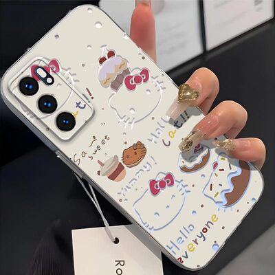 适用于OPPOReno6Pro手机壳PEPM00镜头全包Reno6Pro镂空KT猫防摔卡通可爱超薄软壳高颜值凯蒂猫保护套简约新款
