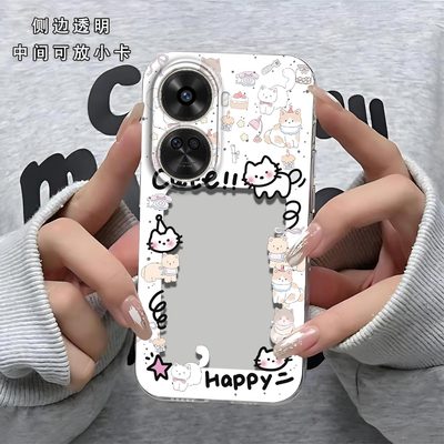 猫相框可放照片适用于华为nova11SE手机壳镜头全包BON-AL00防摔硅胶软壳高级感保护套超薄可爱小卡新款手机套