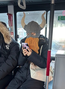 超酷大牛角胡子帽子维京人奥拉夫