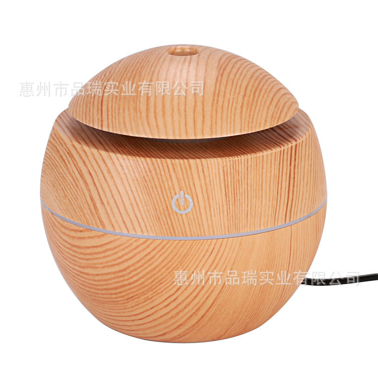130ml迷你蘑菇加湿器超声波香薰机七彩家用加湿器圆木纹加湿器USB