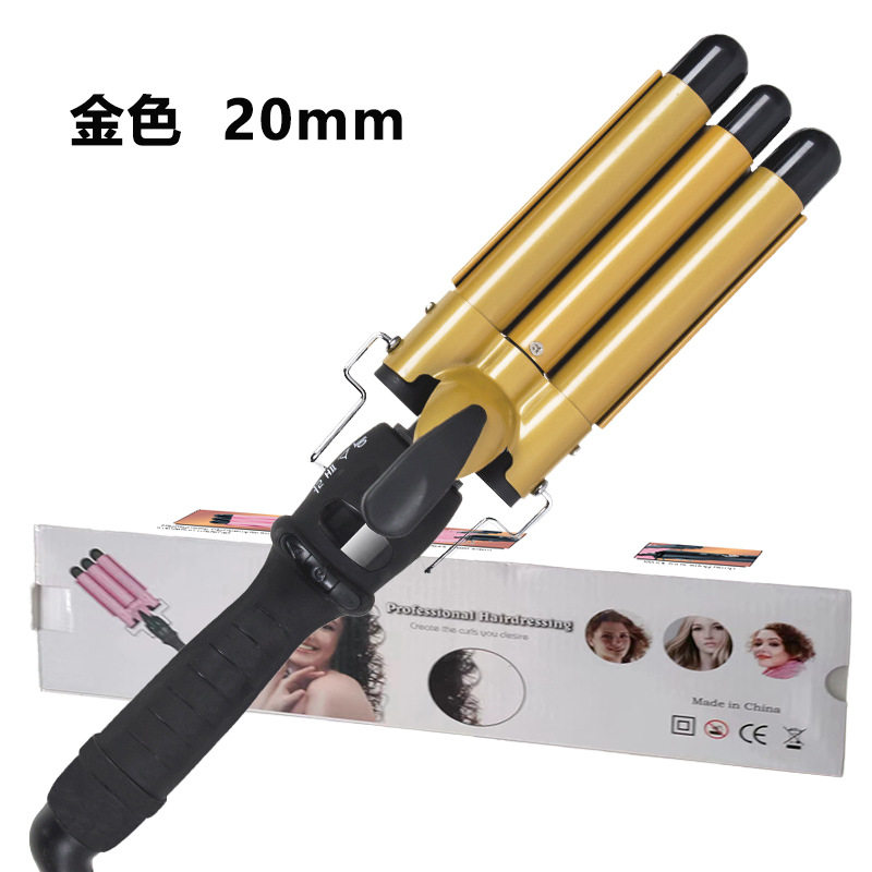 热销三管卷发棒陶瓷烫发器有线卷发器水波纹夹板蛋卷棒波浪