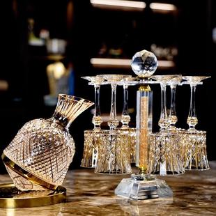 法国轻奢红酒杯套装 家用金色高档水晶玻璃旋转醒酒器高脚杯子送礼