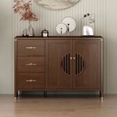 餐边柜靠墙一体新中式 实木储物柜家用收纳柜客厅玄关置物柜茶水柜