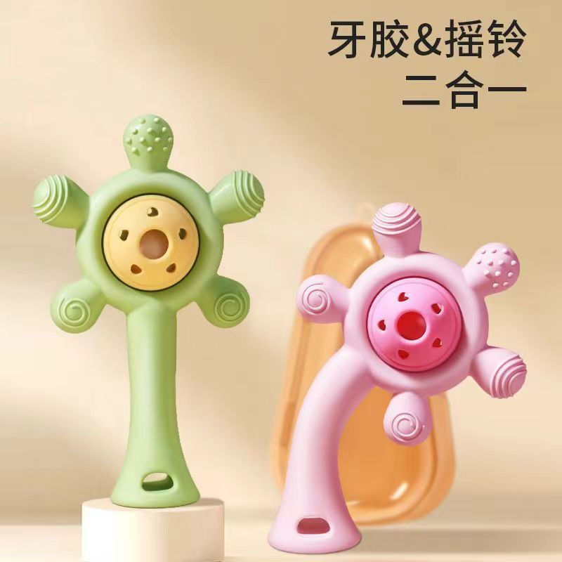 德国婴儿摩天轮手摇铃牙胶宝宝磨牙棒可水煮出牙口欲期3-6月咬胶