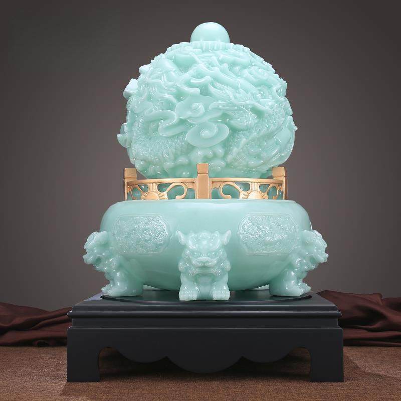 新款招财九转乾坤鼎摆件仿玉石入户玄关客厅电视柜办公室开业高∑
