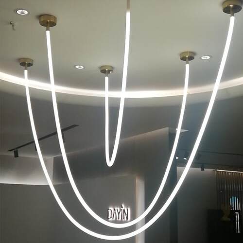现代LED吊灯硅胶灯带客厅餐厅售楼部酒店大堂展厅长条音符吊灯