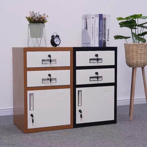 河洛乐华文件柜钢制移动彩色桌下办公矮柜带锁带抽屉铁皮柜资料柜