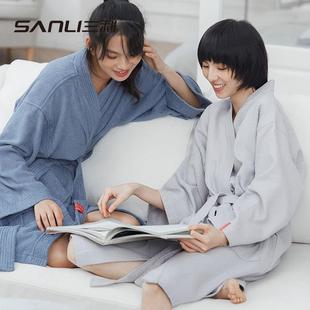 [新款浴袍]三利毛巾纯棉成人浴衣大睡袍华夫格面料睡衣情侣家居服