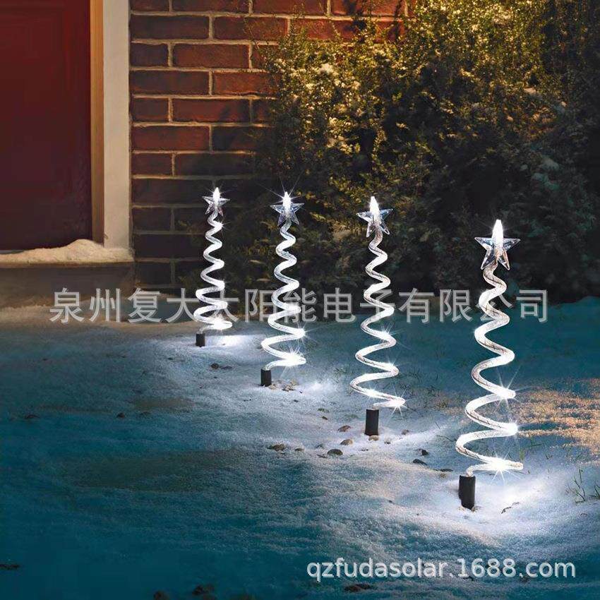 现货太阳能圣诞树灯 LED圣诞树软管灯串 螺旋树 圣诞树灯管庭院灯