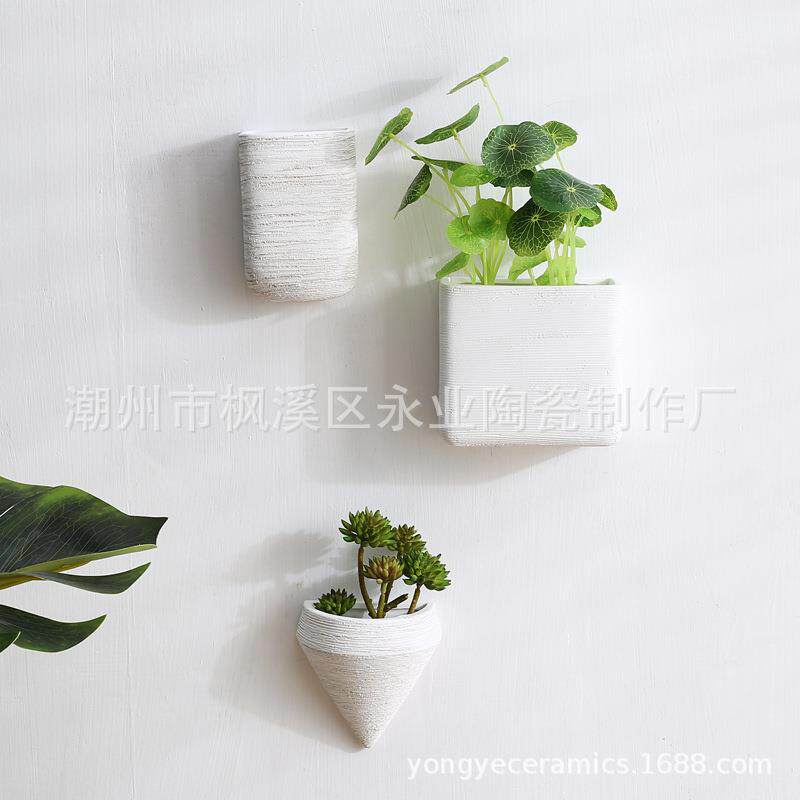 创意简约设计个性套三陶瓷挂壁黑白陶瓷花客厅背景创意小花