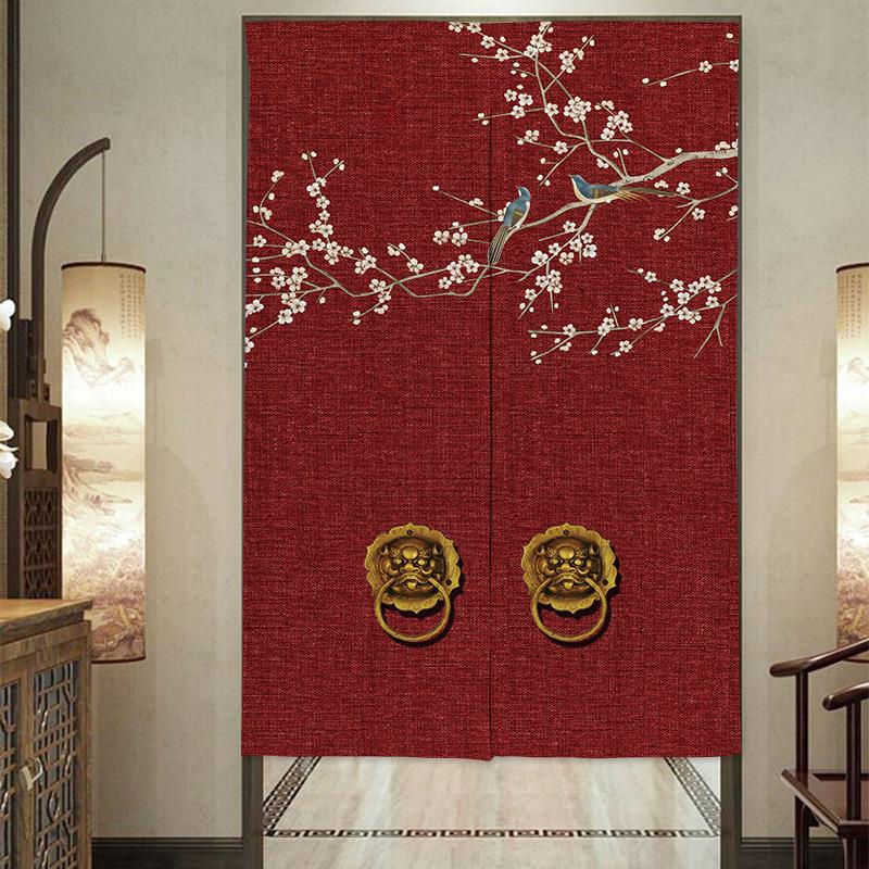 深色系中式门帘隔断帘布艺帘子挡风防窥日式风水帘卫生间厨房挂帘