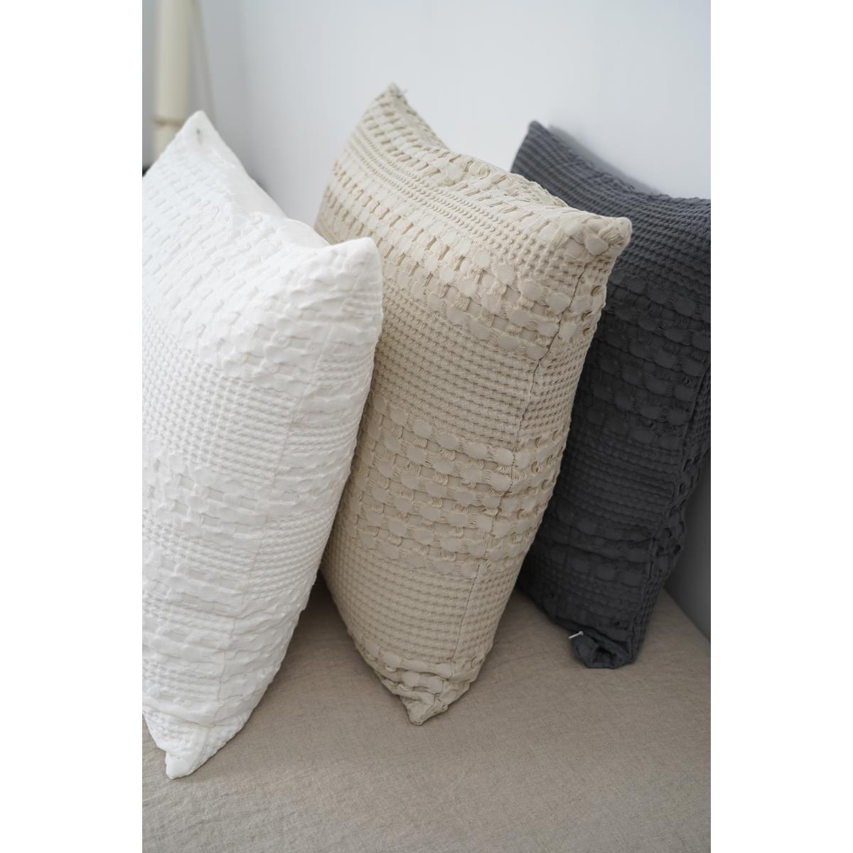 新品全棉纯棉纯色客厅华夫格蜂巢方形靠垫套抱枕套简约(不含韶意