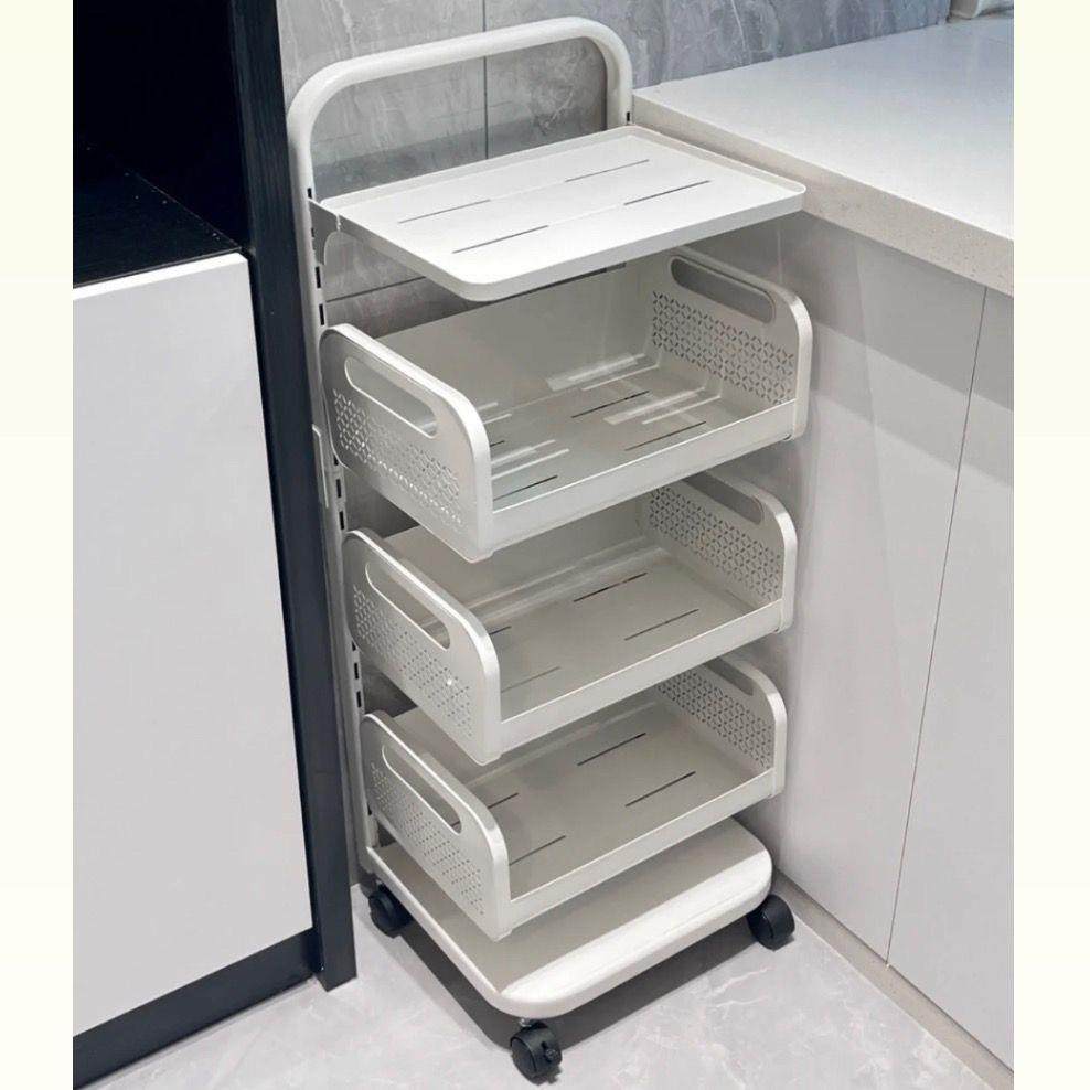 落地蔬菜置物架放水果蔬菜可拆洗厨房置物架窄多层夹缝移动收纳筐