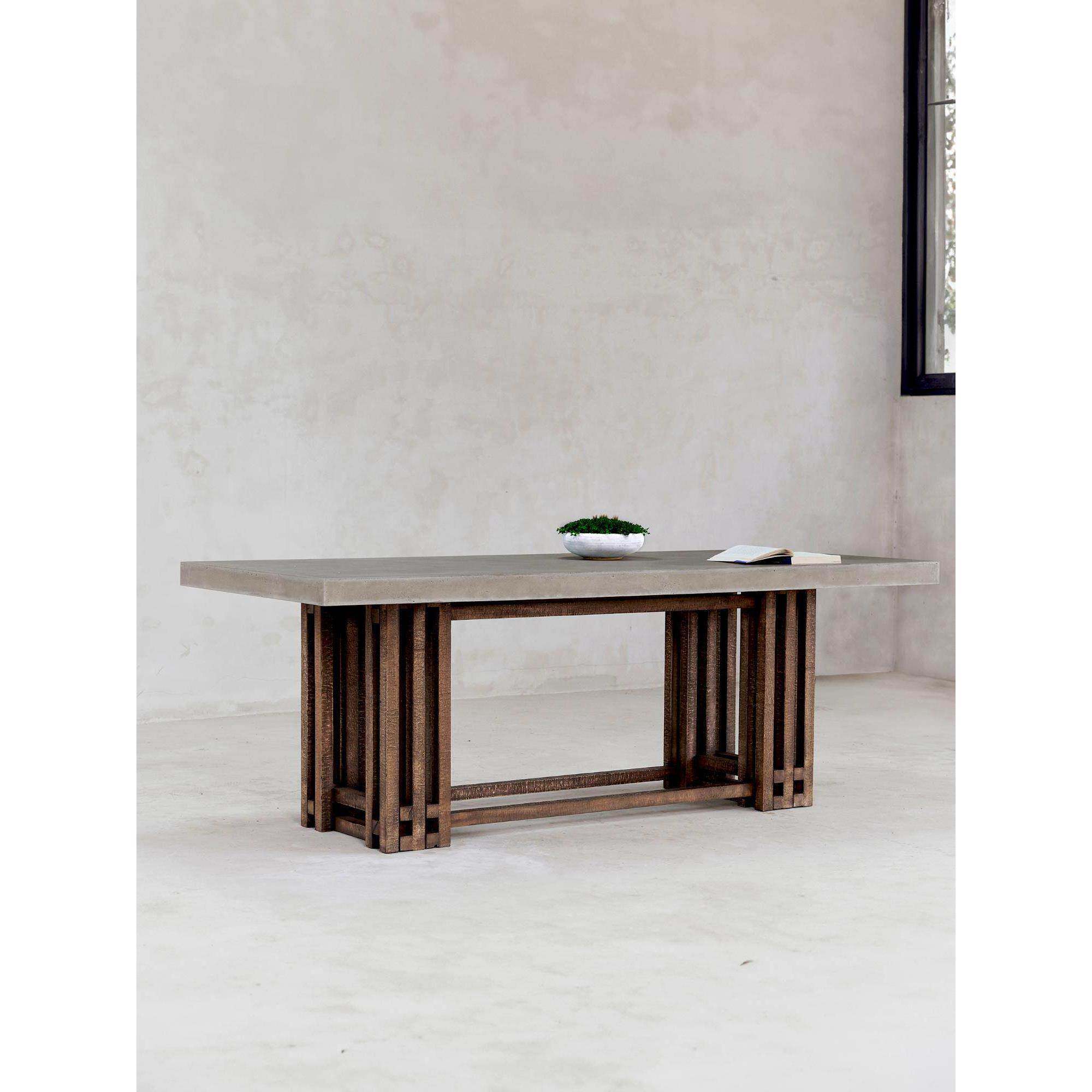朴宿里 橡木老料侘寂书桌覆古茶台设计师款水泥桌别墅餐厅长桌