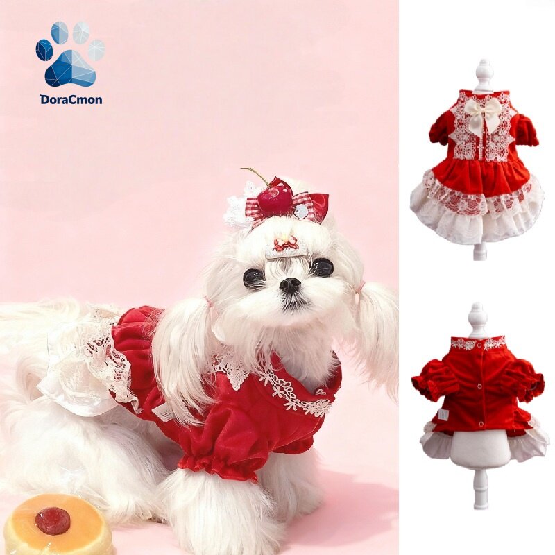 【高级定制】秋冬狗狗衣服婚礼公主连衣裙小型犬马泰迪猫咪裙子
