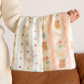 新款 类六层纱布纯棉柔软吸水宝宝洗脸专用 小熊儿童毛巾A