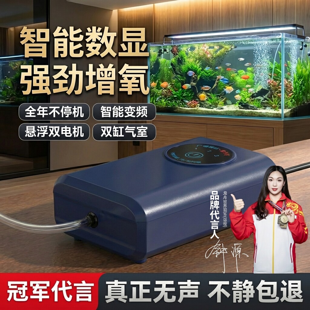 220v增氧机家用静音鱼缸氧气泵养鱼增氧泵小型打氧机充氧泵全自动
