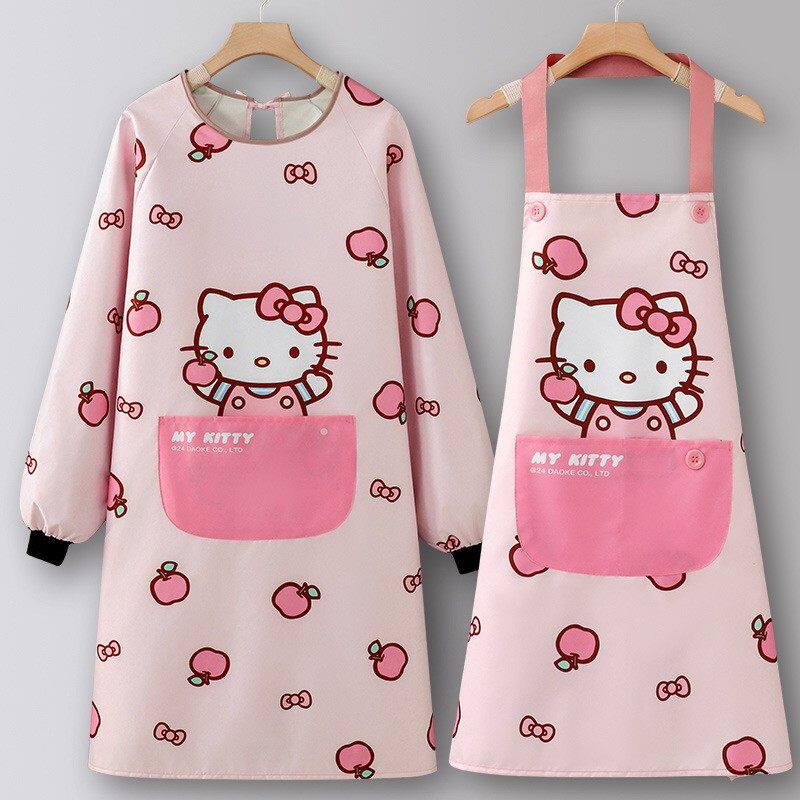 Kitty围裙厨房家用大人防油防水女做饭可爱卡通工作服凯蒂猫罩衣
