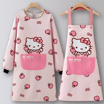 Kitty围裙厨房家用大人防油防水女做饭可爱卡通工作服凯蒂猫罩衣