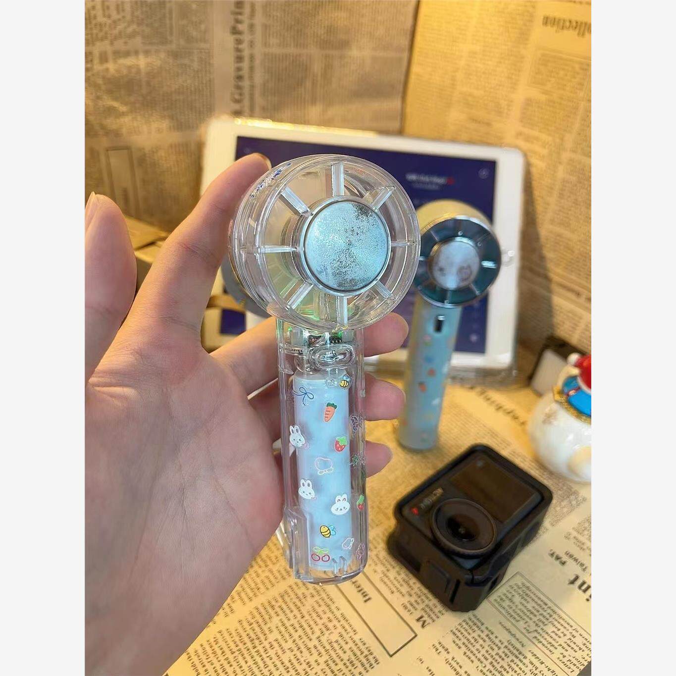 迷你透明涡轮制冷小风扇小巧便携式户外出游手持小风扇可挂包包上