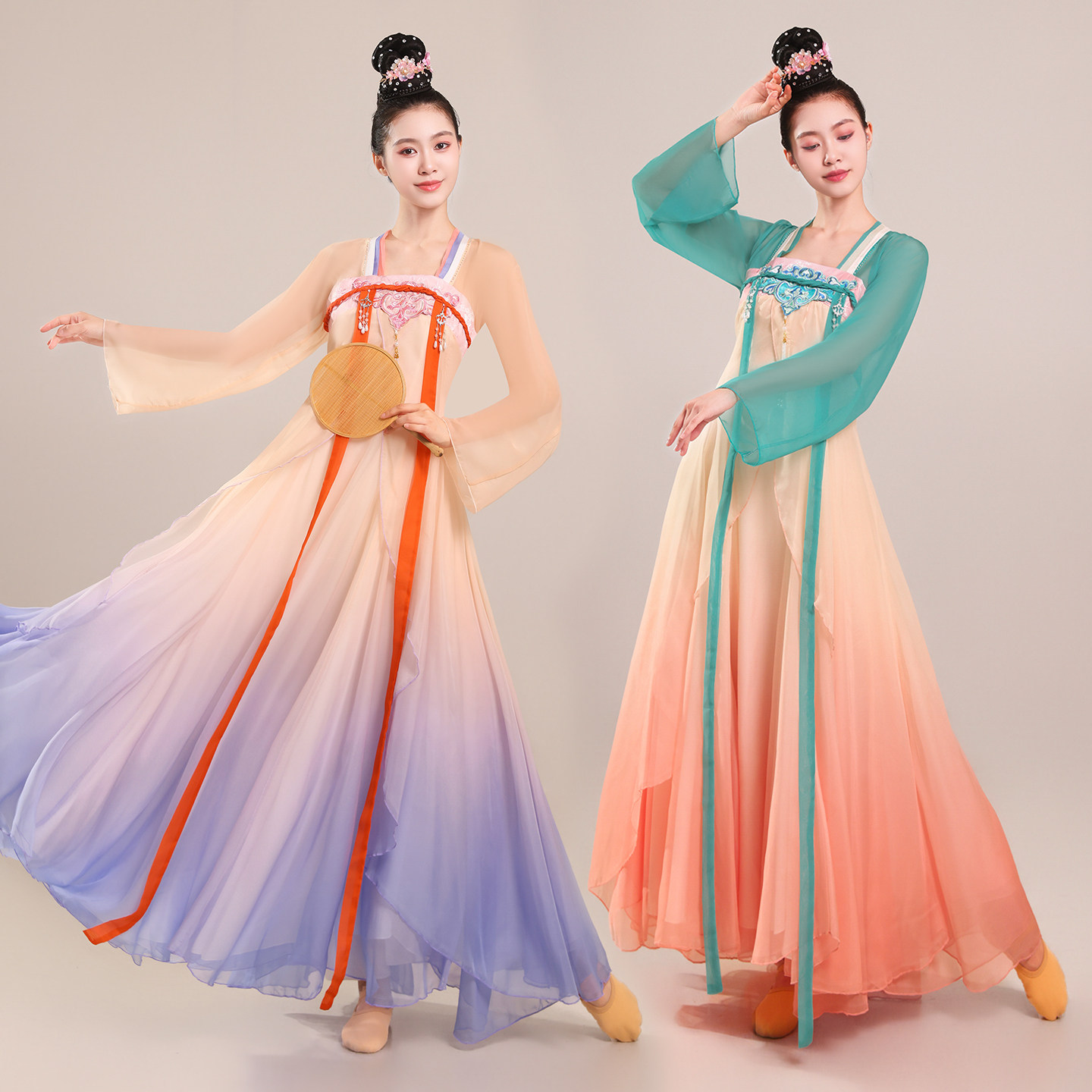 春和景明古典舞女渐变仙气连衣裙图片