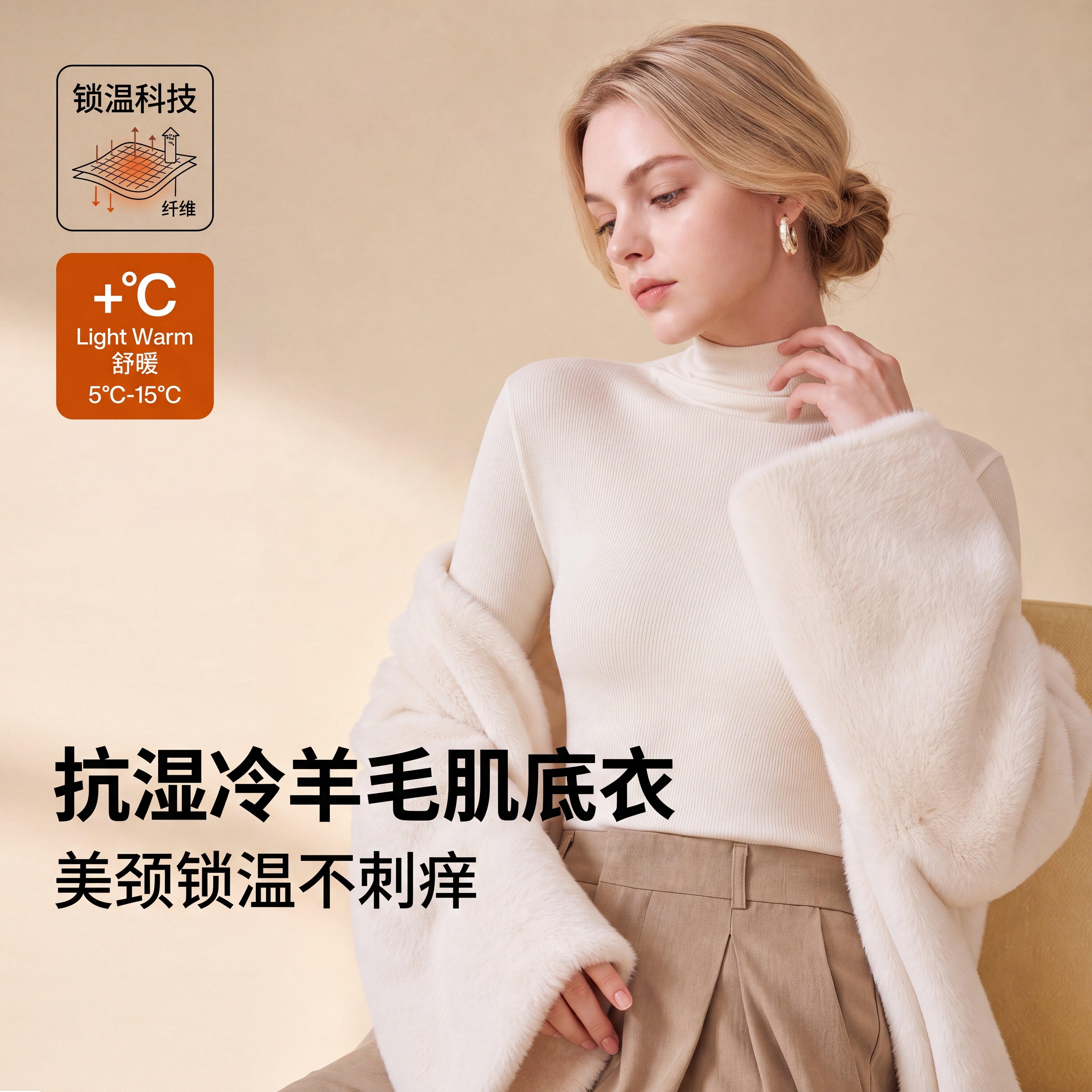 秋冬羊毛打底衫t恤女内搭