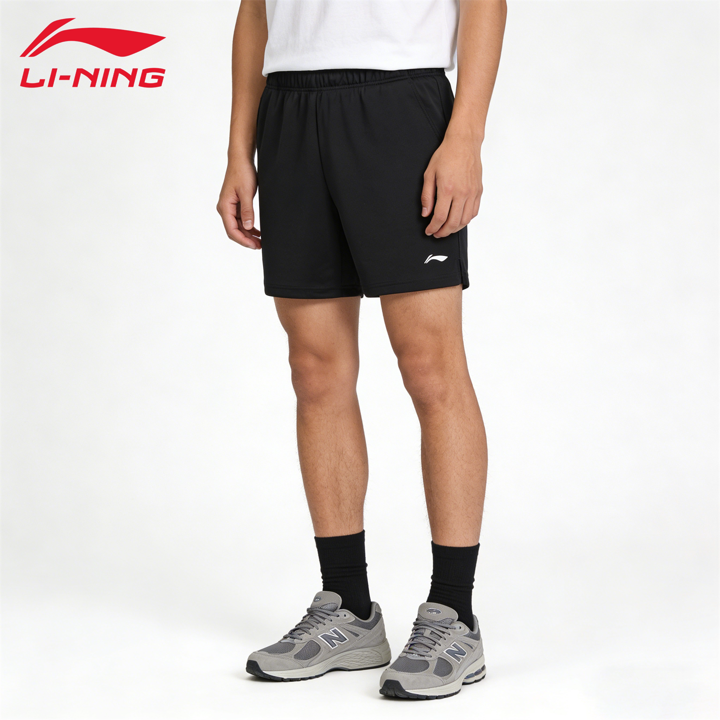 李宁羽毛球专业比赛裤男子速干透气舒适健身训练运动短裤AAPR379