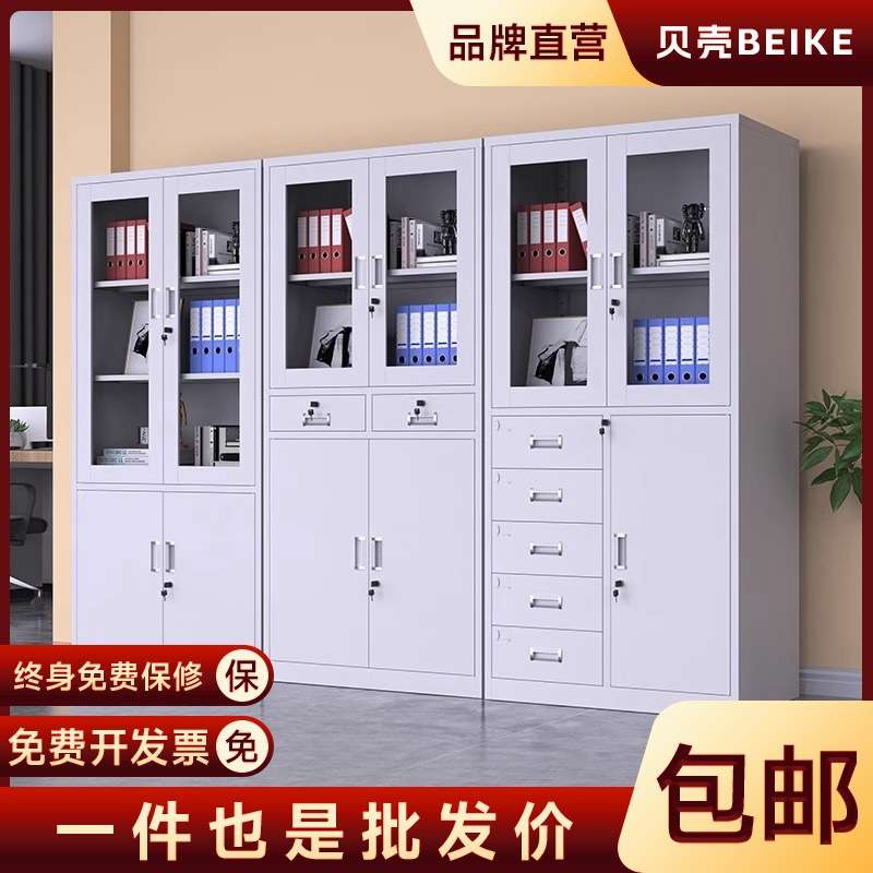办公室文件柜铁皮柜财务凭证柜资料柜钢制档案柜子带锁收纳储物柜